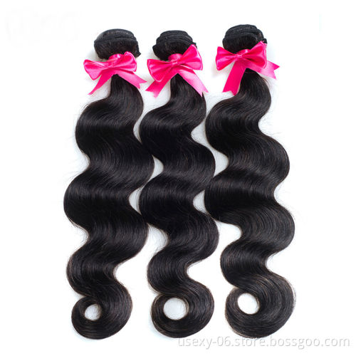 Usexy Free Sample Hair Bundles Virgin Malaysian Hair Body Wave Hair Bundles with Closure